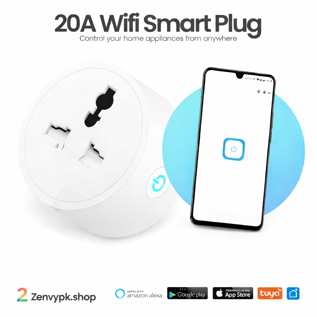 20A WiFi Smart Socket – Tuya App, Alexa/Google